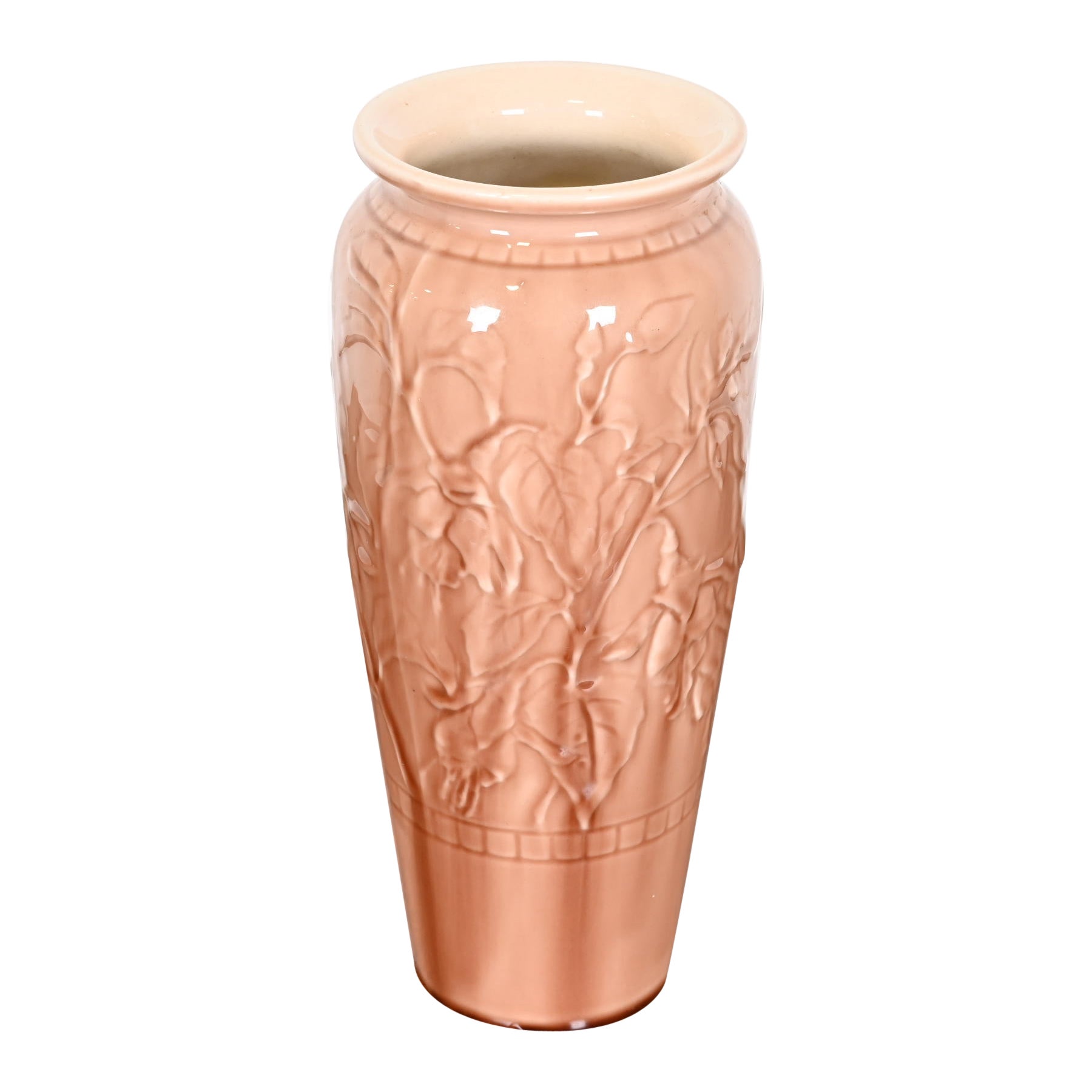 Grand vase en céramique émaillée décoré de nénuphar de Rookwood Pottery Arts & Crafts, 1944
