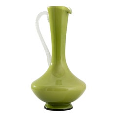 1960s Italian Olive Green Glass Pitcher