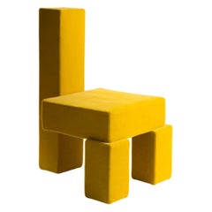 Contemporary Block Form Bight Yellow Velvet Chair by Pietro Franceschini