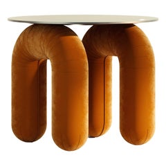 Contemporary Bright Orange Velvet Base Small Desk by Pietro Franceschini