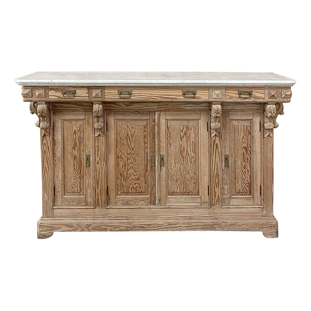 19th Century French Neoclassical Bar ~ Counter with Carrara Marble Top For Sale