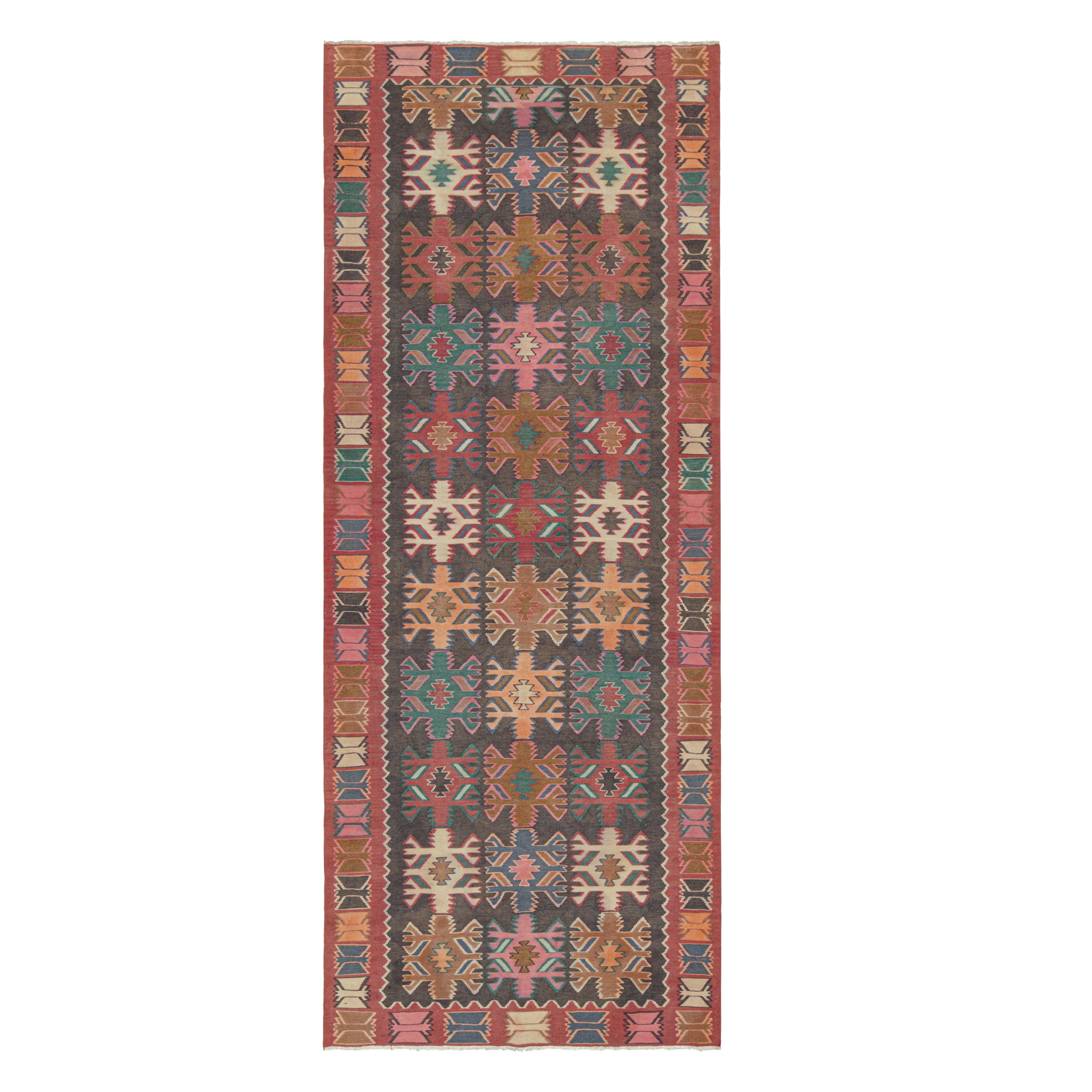 Vintage Persian Kilim in Polychromatic Geometric Patterns by Rug & Kilim For Sale