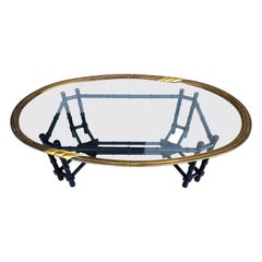 Brass Tray Coffee Table Bamboo Glass 