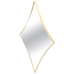 Vintage Diamond Shape Italian Aluminum Molding Thin Profile Frame Wall Mirror Mint