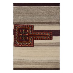 Rug & Kilim’s Tacheh Style Persian Kilim in Beige and Gray