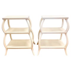 Pair of Serena and Lily White Lacquered Tiered End Side Tables