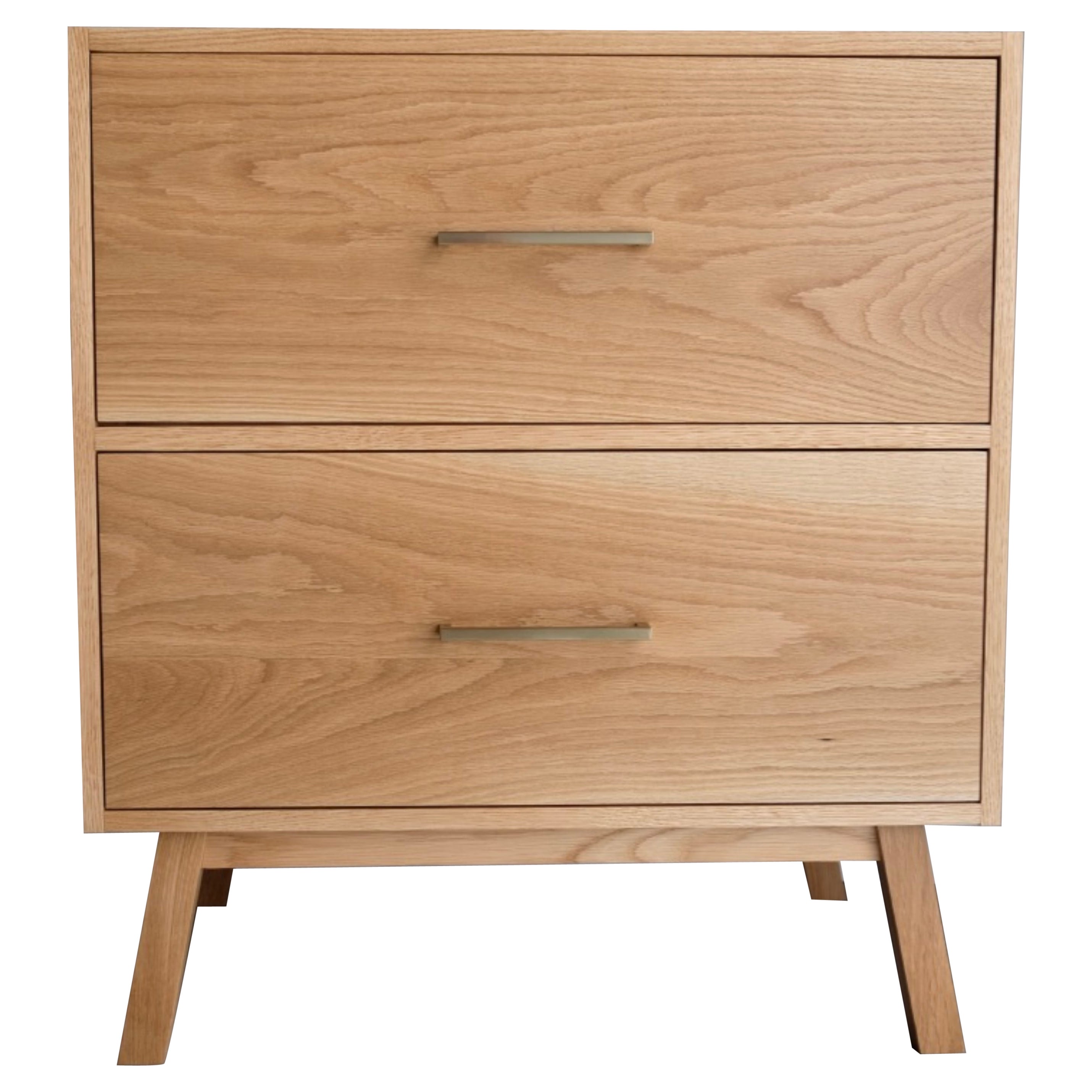 Solid White Oak Nightstand with Two Drawers by Forest Dweller For Sale