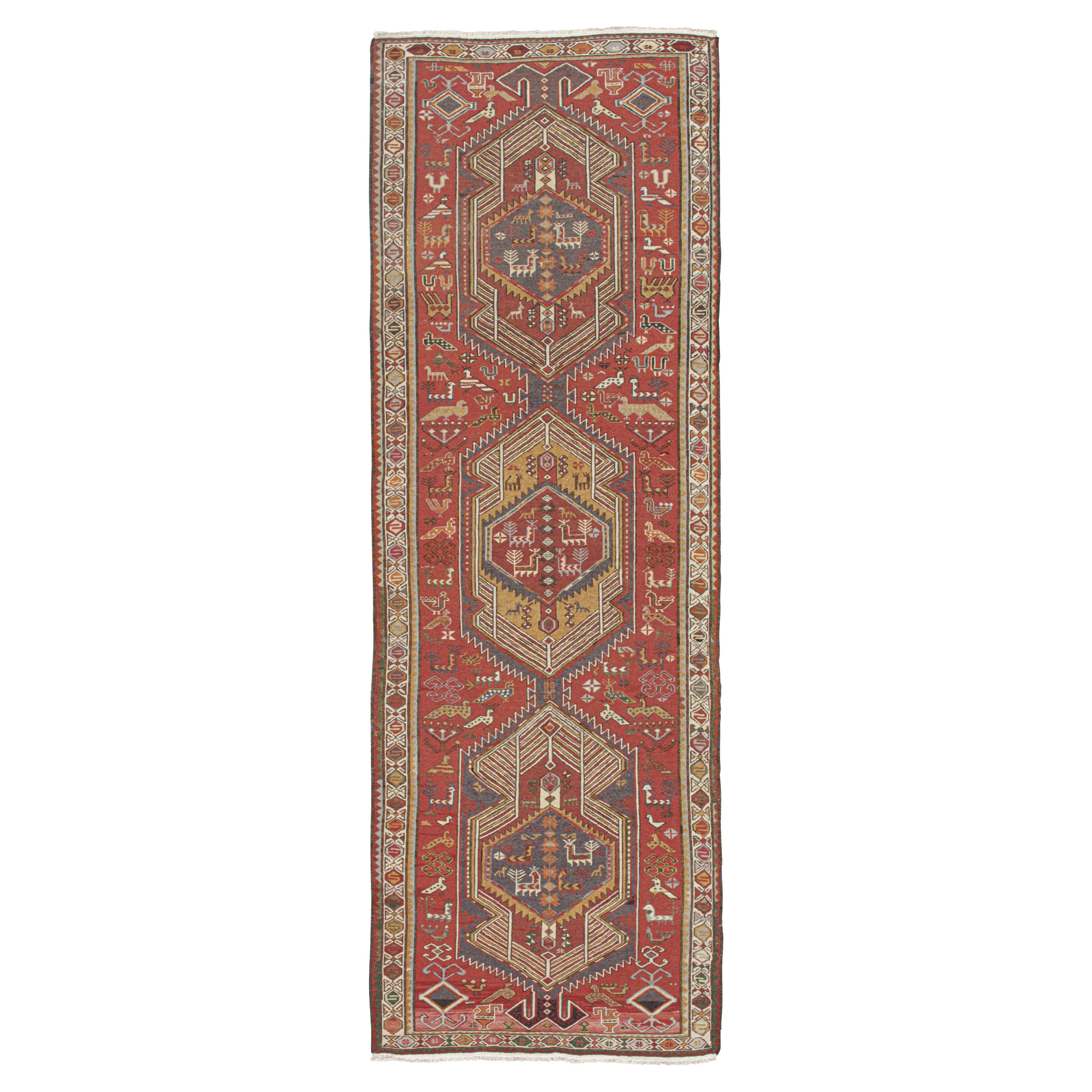 Vintage Persian Kilim Runner in Red with Medallions by Rug & Kilim For Sale