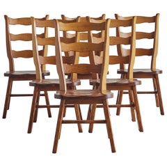 Set of Six Brutalist Ladderback Chairs