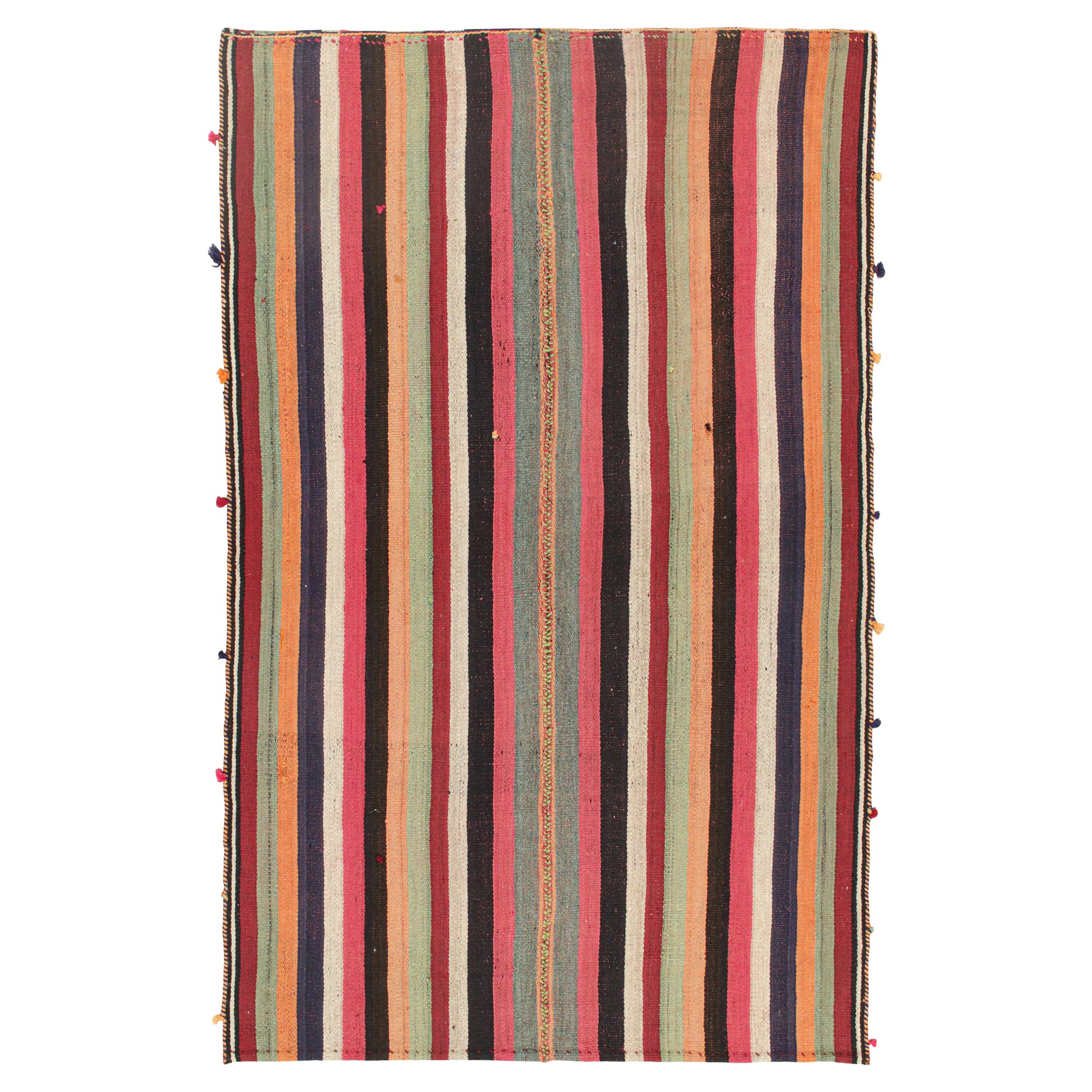 Vintage Persian Kilim with Vibrant Polychromatic Stripes by Rug & Kilim