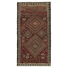 Retro Shahsavan Persian Kilim in Red with Geometric Patterns