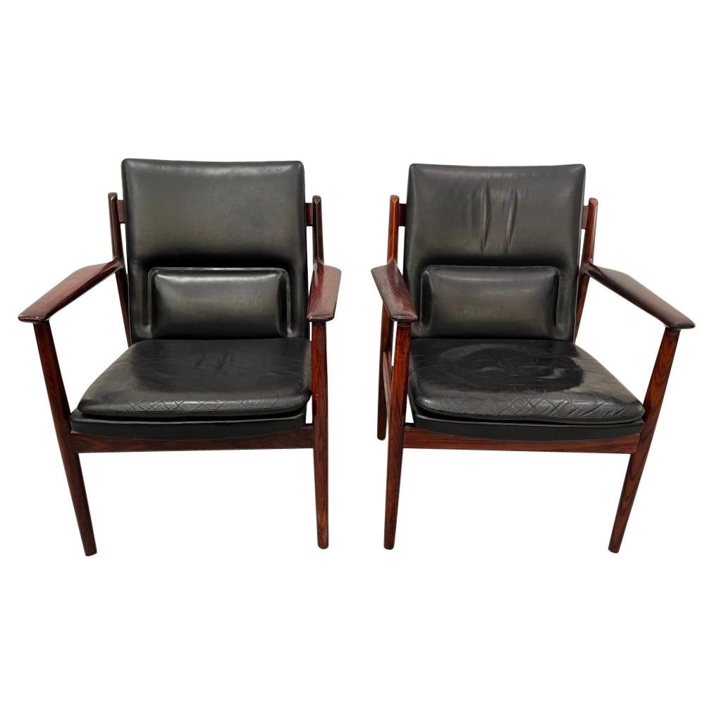 Rio Rosewood & Leather Model 431 Lounge Chairs Set by Arne Vodder, Denmark 1950s For Sale