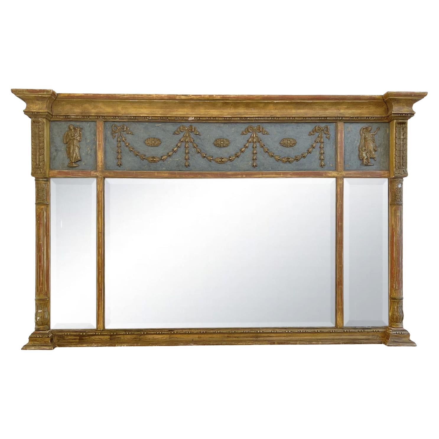 18th - 19th Century Swedish Gustavian Antique Gilded Pine Wall Glass Mirror