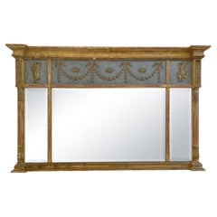 18. - 19. Jahrhundert Schwedisch-Gustavianisch Antike Vergoldete Kiefer Wand Glas Spiegel
