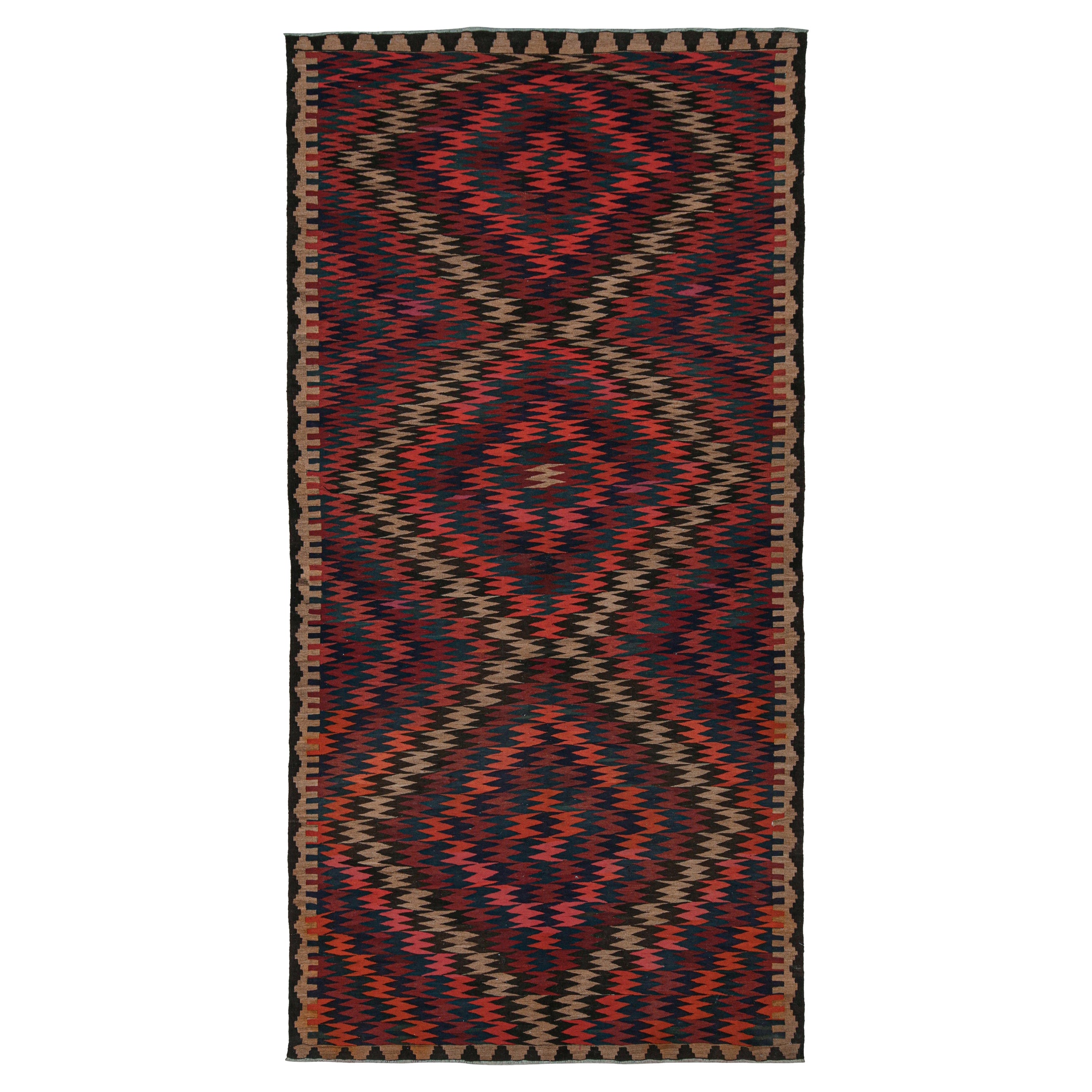 1950s Vintage Bidjar Persian Kilim Runner in Multicolor Patterns by Rug & Kilim For Sale