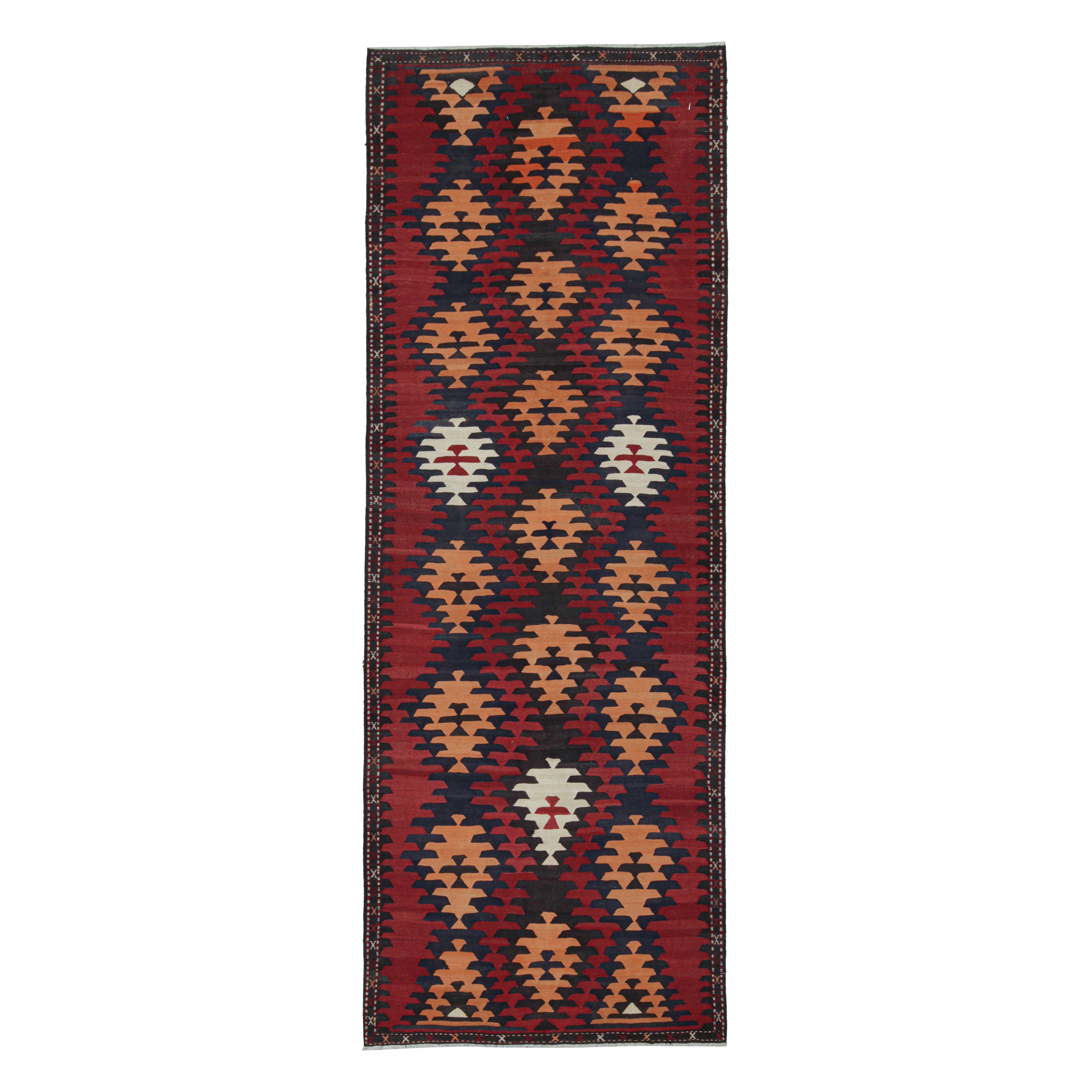 Vintage Karadagh Persian Kilim in Red with Geometric Patterns