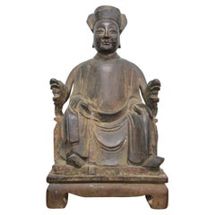 Asian Carved Wood Buddha Statue