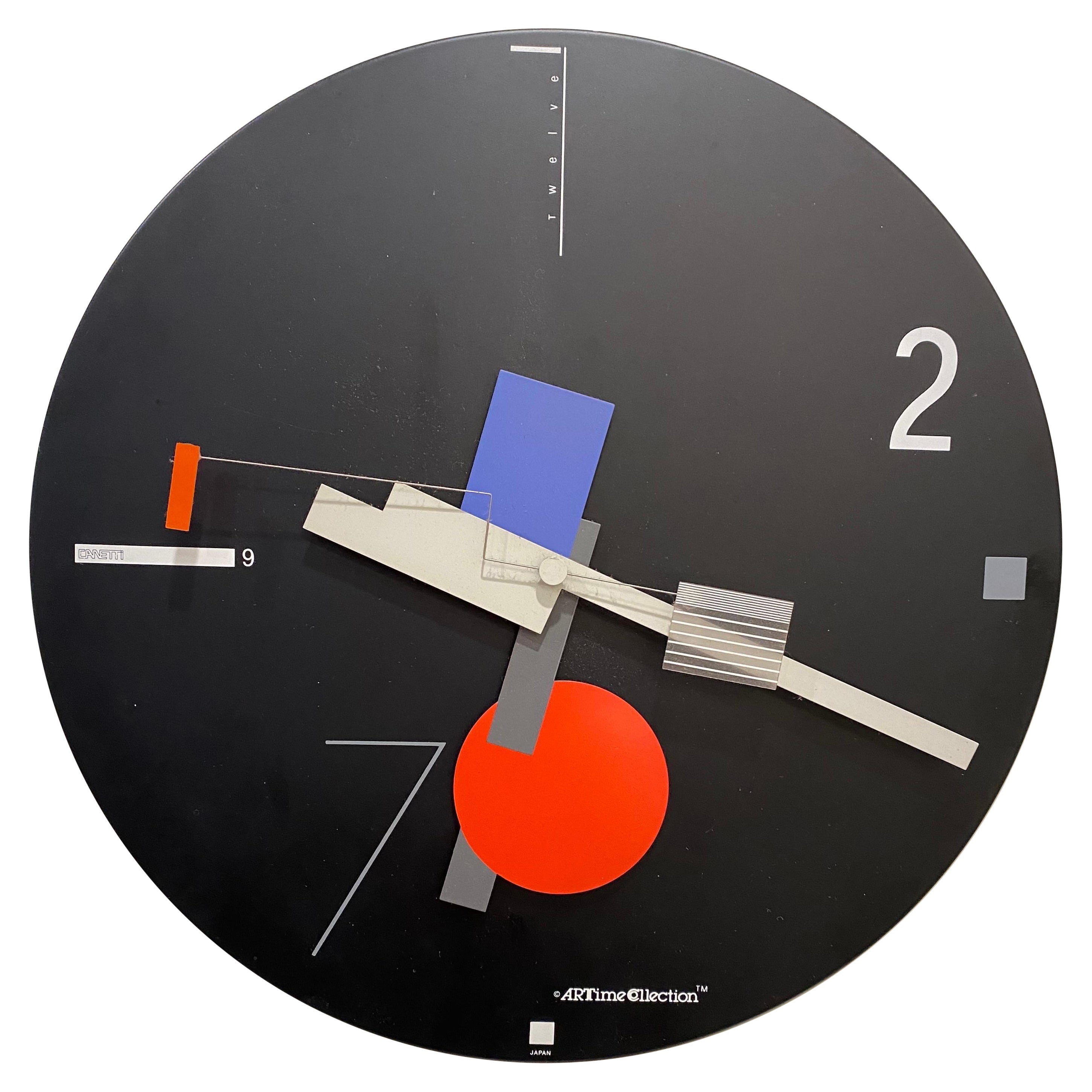 Horloge murale Art Time post-moderne conçue par Nicolai Canetti, 1984