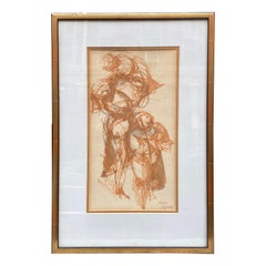 Homer Johnson "Three Figures" Watercolor