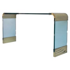 Leon Rosen for Pace Brass and Glass Waterfall Console