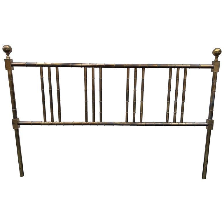 Mastercraft Style Faux Bamboo Brass King Headboard For Sale at 1stDibs