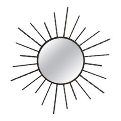 Antique French Wrought Iron Sunburst Mirror