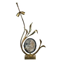 Mitte des Jahrhunderts Modern Signiert Willy Daro Bronze, Achat Skulptur Tischlampe, 1970er Jahre