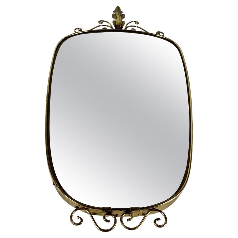 Beautiful Vintage Wall Mirror in Elegant Brass Frame, Belgium For Sale at 1stDibs