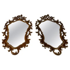 Beautiful Vintage Wall Mirror in Carved Wooden Frame Paired Wall Mirrors