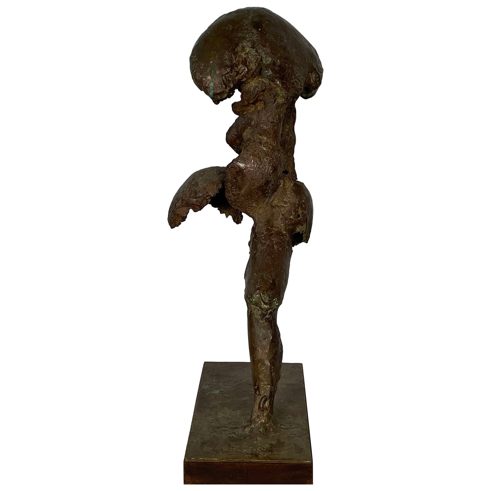 Solid Bronze Abstract Sculpture / Statue, Organic Form Mid-Century Modern