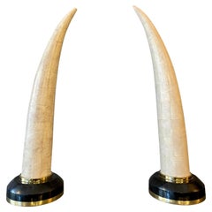 Pair of Tessellated Marble Faux Tusks