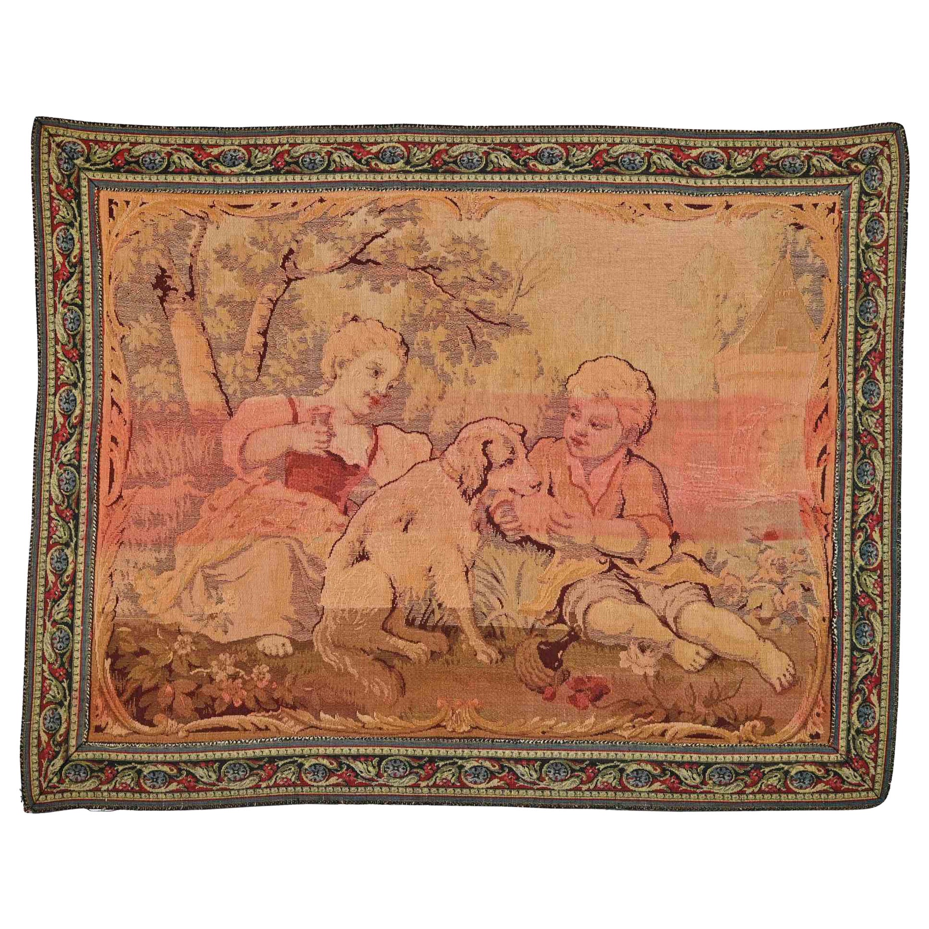 Bucolic Scene, Tapestry, 1950s For Sale