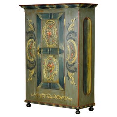 Ancienne armoire allemande peinte à la main, vers 1850