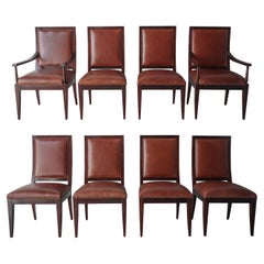 Set of 8 French Style Leather Dining Chairs by Restoration Hardware