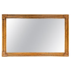 Midcentury Bamboo and Rattan Rectangular Wall Mirror, Italy, 1970s
