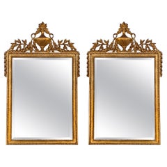 20th Century Neo-Classical Style Carved Giltwood Italian Mirrors, Pair