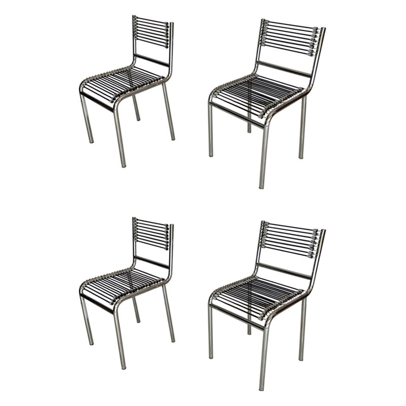 Set of Four René Herbst "Sandows" Bauhaus Chairs, 1920s For Sale