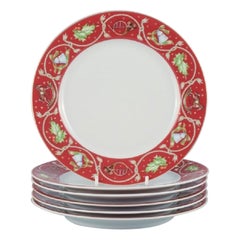 Vintage Rosenthal, a Set of Six Christmas Plates in Porcelain with Christmas Motifs