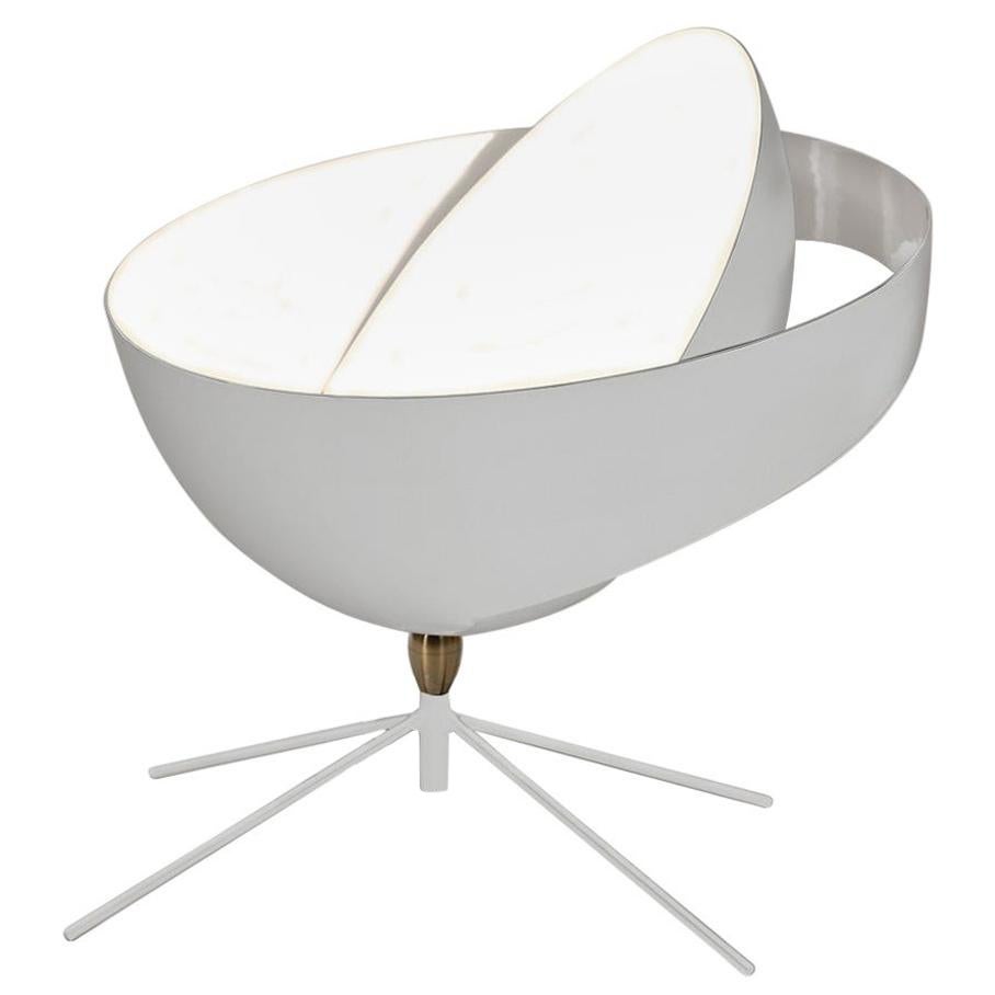 Serge Mouille Moderne weiße Saturn-Tischlampe aus der Mitte des Jahrhunderts