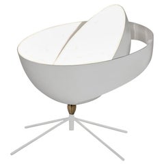 Lampe de table Saturne blanche Serge Mouille, moderne du milieu du siècle dernier