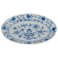 Antique Meissen, Blue Onion Oval Dish in Porcelain, circa 1900