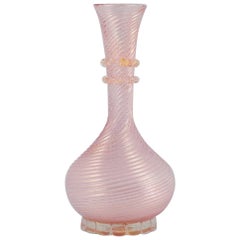 Barovier and Toso for Murano, Vase in Art Glass in Pink and Gold Decoration