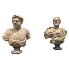 Paire de bustes en marbre du 19ème siècle. 