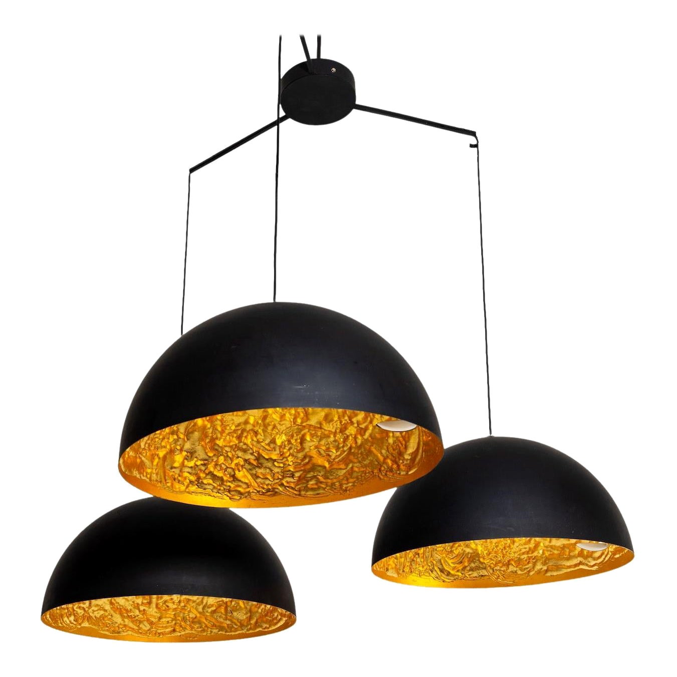Italienische Vintage-Deckenleuchte aus Metall von Catellani & Smith aus Schwarz-Gold aus dem 20. Jahrhundert im Angebot