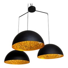 20th Century Black-Gold Italian Vintage Metal Ceiling Light by Catellani & Smith