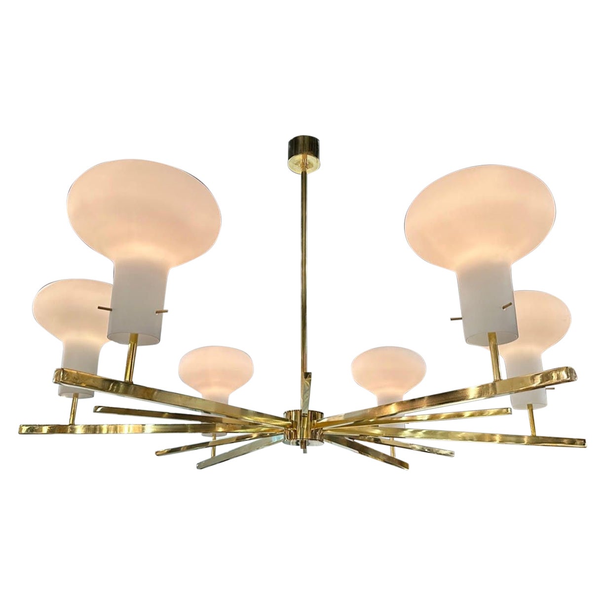 Modern Murano Glass and Brass Chandelier For Sale