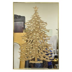 Mid-Century Modern Sharon Art Reliable Mfg Wall Art Mirror Gold Christmas Tree