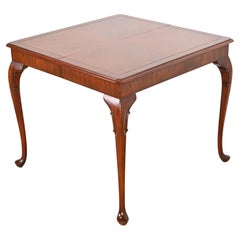 Retro Kindel Furniture Queen Anne Mahogany Petite Extension Dining Table or Game Table