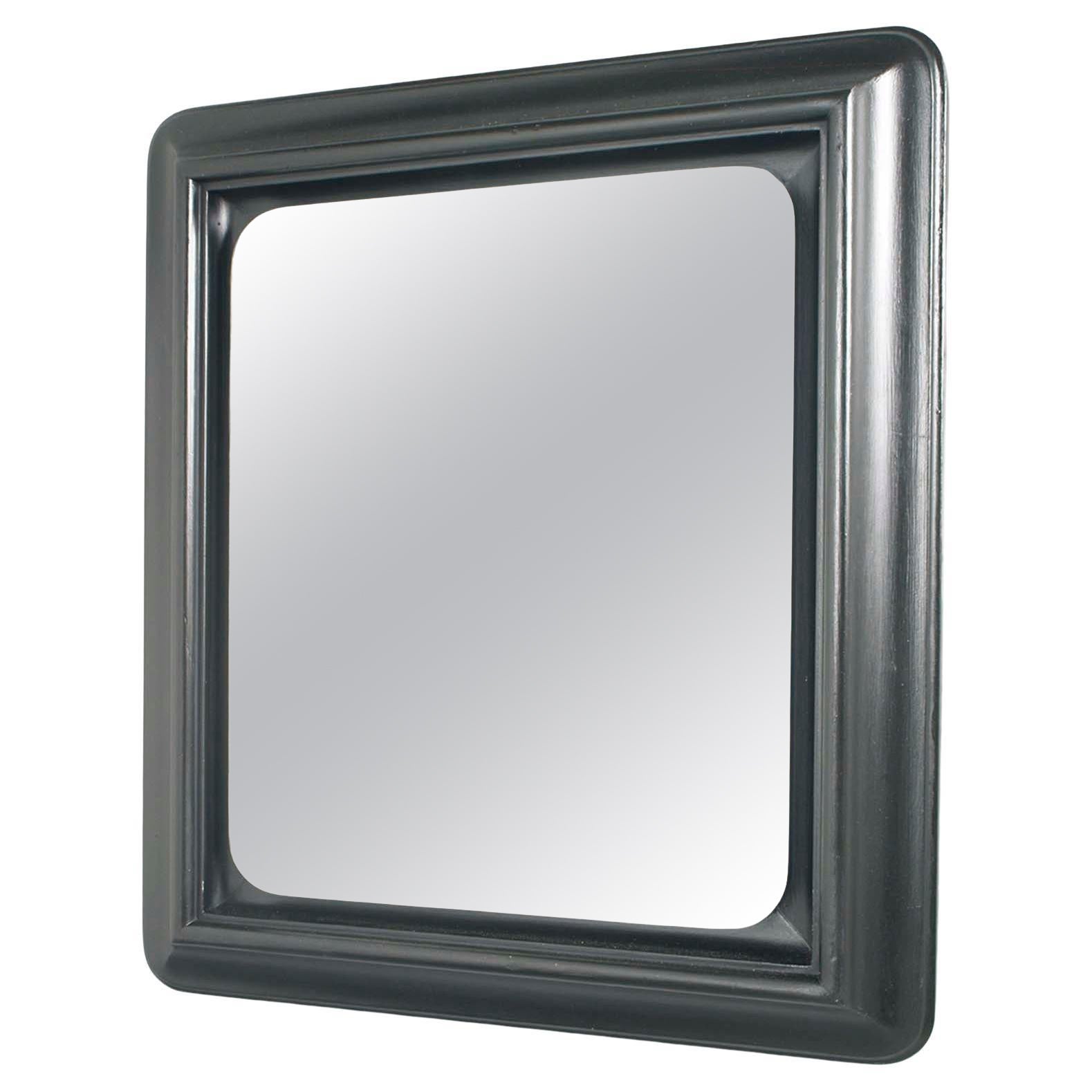 Midcentury Black Wall Mirror, Painted Walnut by Sergio Mazza for Bottega Gadda