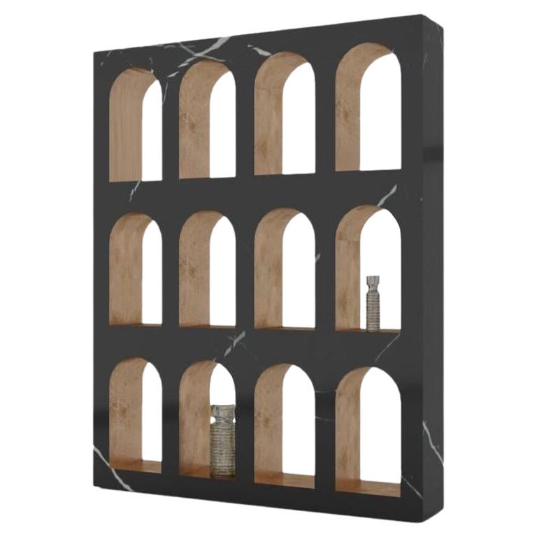 Portici Bookcase, Marquinia with F. Wooden Case by Sissy Daniele For Sale